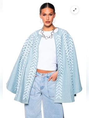 Akira Label Phantogram Denim Poncho with Laces OS Sold out online